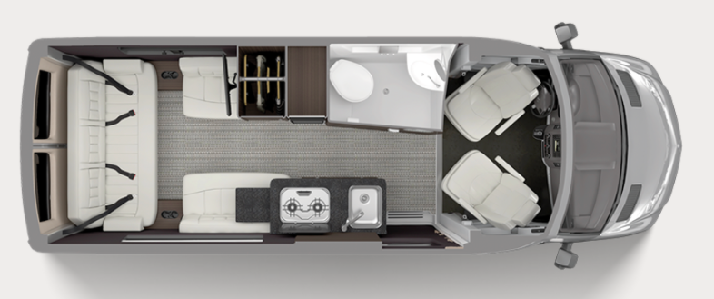 Airstream Interstate camper van floor plan.