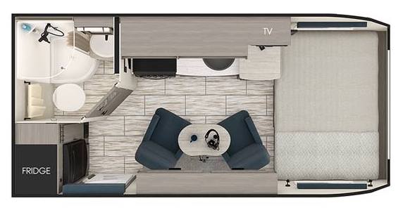 Floor plan of a Lance 1475 lightweight travel trailer.