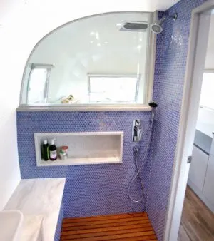 RV Bathroom Renovations - you can tell when someone with design flair has been involved in the bathroom renovation... just look at this beauty.