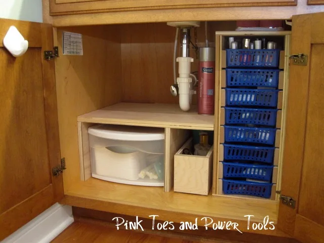 Small Bathroom Storage Ideas - While you're adding shelves to the bathroom cabinet, drawers are also super helpful for organising a small and awkward space.